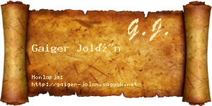 Gaiger Jolán névjegykártya
