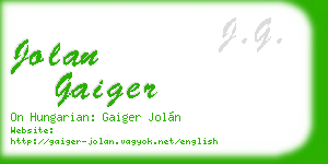jolan gaiger business card